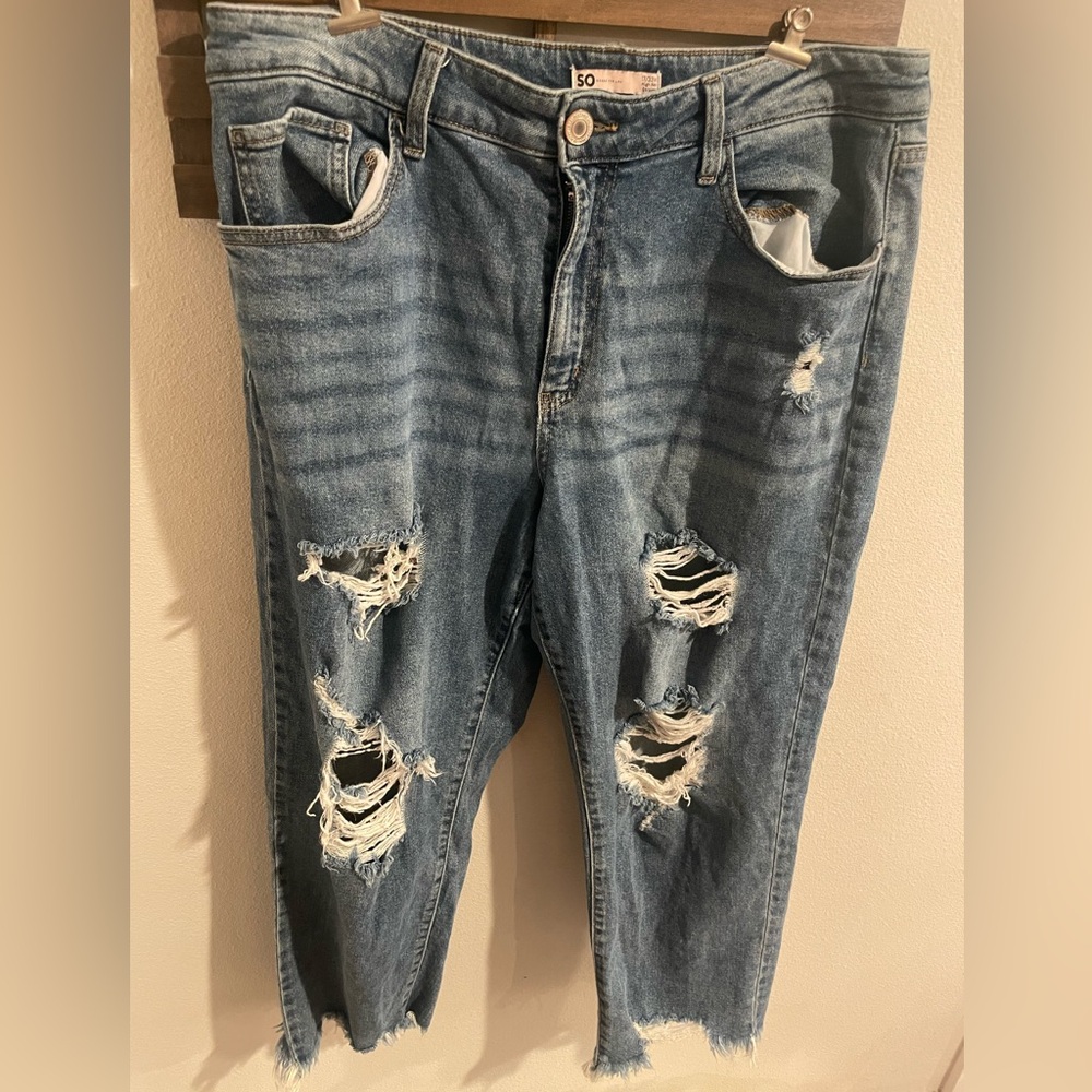 SO Distressed Blue Jeans for Women Size 17